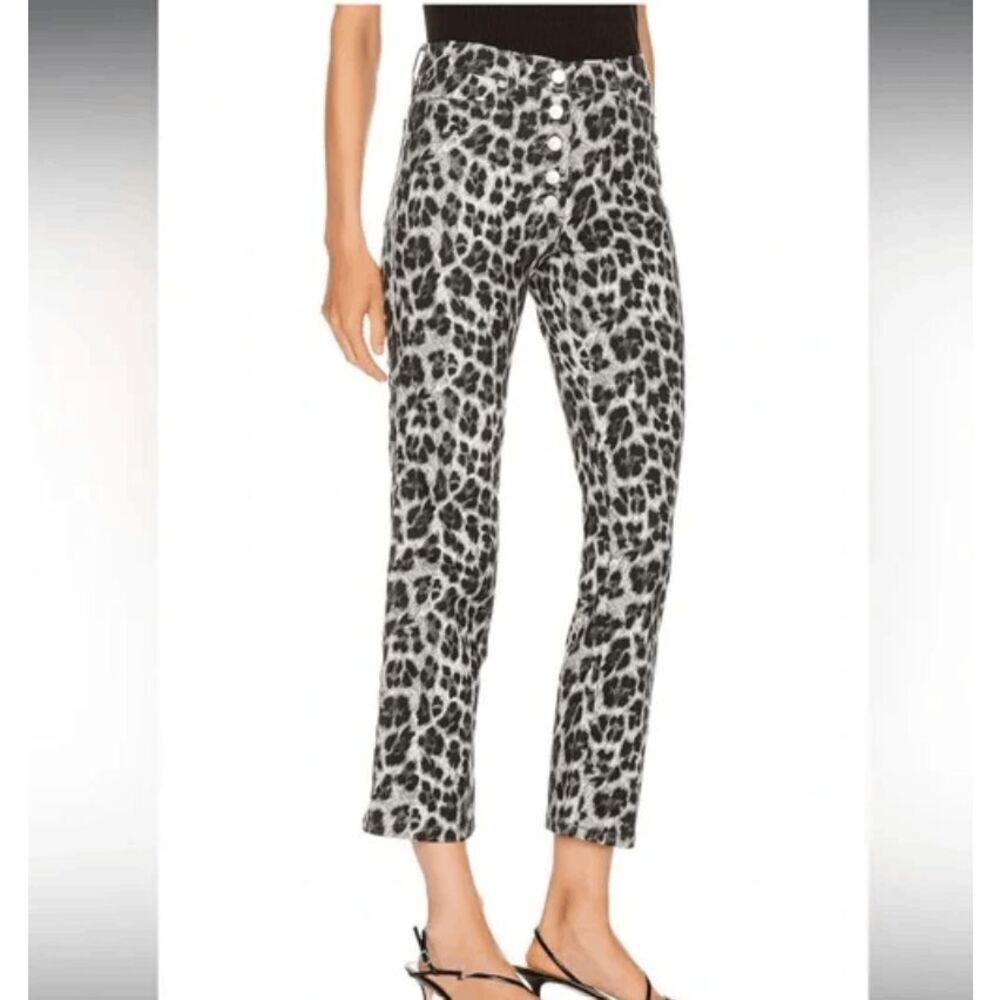 NEW! MIAOU The Junior Pant Gray Leopard Exposed Button Fly Size 27‎